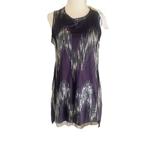 NEW BCBGeneration Womens Sleeveless Tunic Top S Black & Silver Sequins Sheer S23
